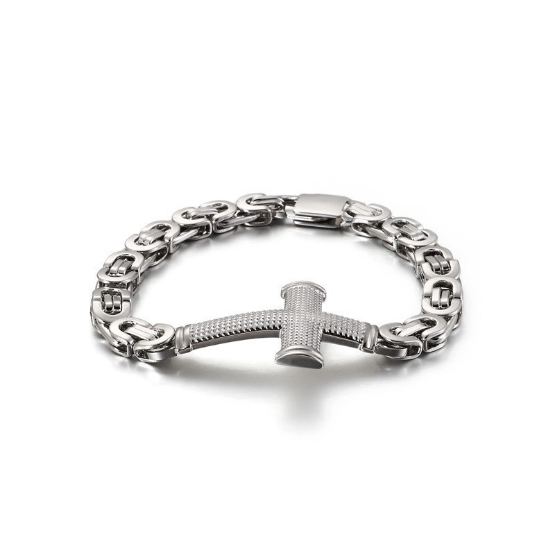 Pulseira De Titânio Com Corrente Cruzada De Rua Popular Para Homens Pulseira De Titânio Com Corrente Cruzada De Rua Popular Para Homens