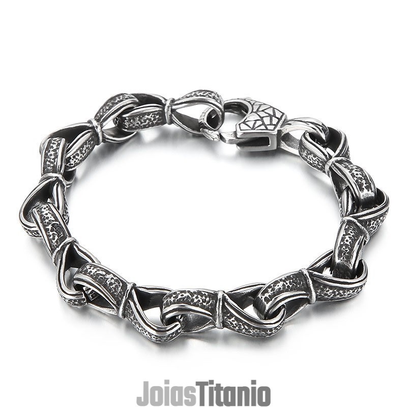 Pulseira Masculina De Titânio Com Padrão De Puxar À Mão Preta, Retrô E Popular Pulseira Masculina De Titânio Com Padrão De Puxar À Mão Preta, Retrô E Popular