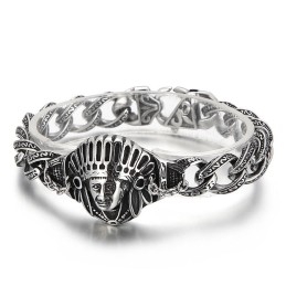 Nova Pulseira Masculina De Titânio Com Padrão Retrô Cool Chief