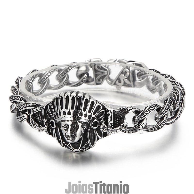 Nova Pulseira Masculina De Titânio Com Padrão Retrô Cool Chief Nova Pulseira Masculina De Titânio Com Padrão Retrô Cool Chief