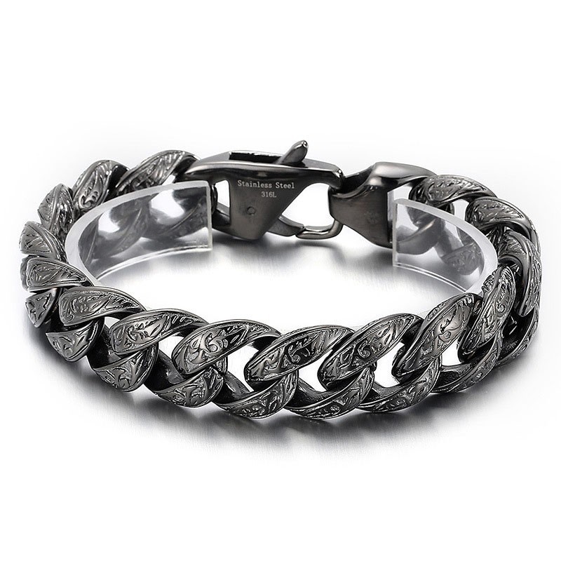 Pulseira De Titânio Vintage Com Padrão Banhado A Bronze Para Homens Pulseira De Titânio Vintage Com Padrão Banhado A Bronze Para Homens