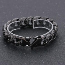 Pulseira De Titânio Vintage Com Padrão Banhado A Bronze Para Homens