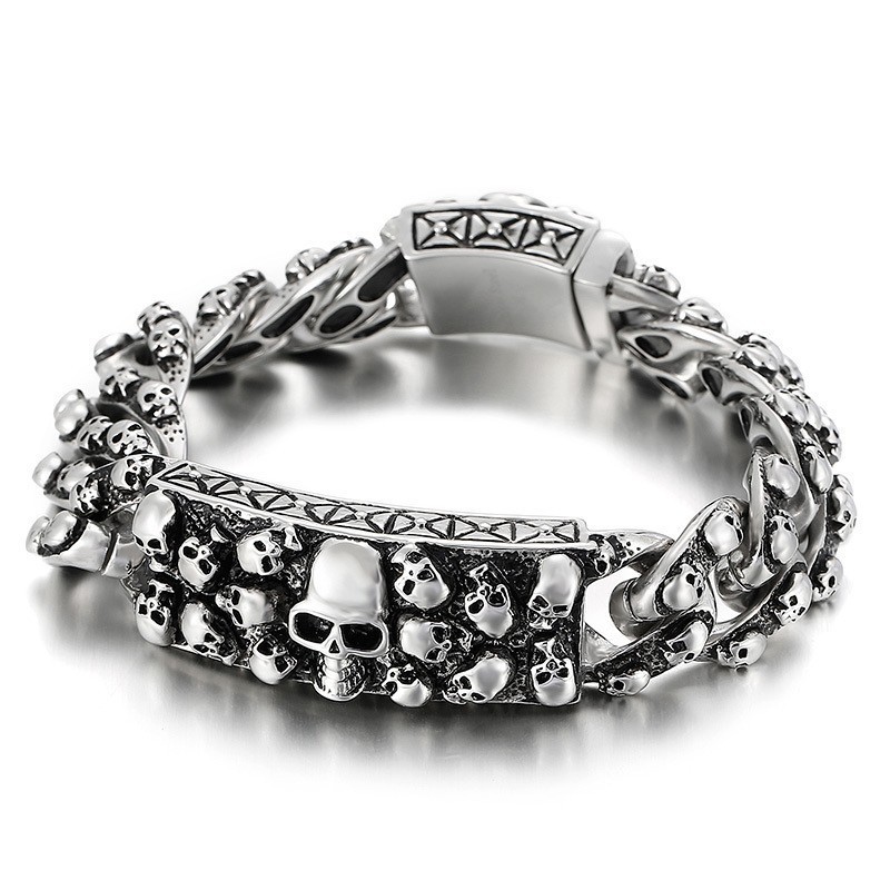 Pulseira De Titânio Vintage Com Caveira De Rock Para Homens Pulseira De Titânio Vintage Com Caveira De Rock Para Homens