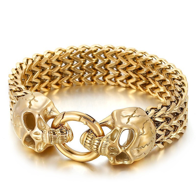 Pulseira De Caveira De Titânio Hipster Estilo Chique