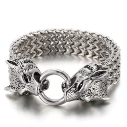 Pulseira De Cabeça De Lobo De Titânio Chique E Moderna