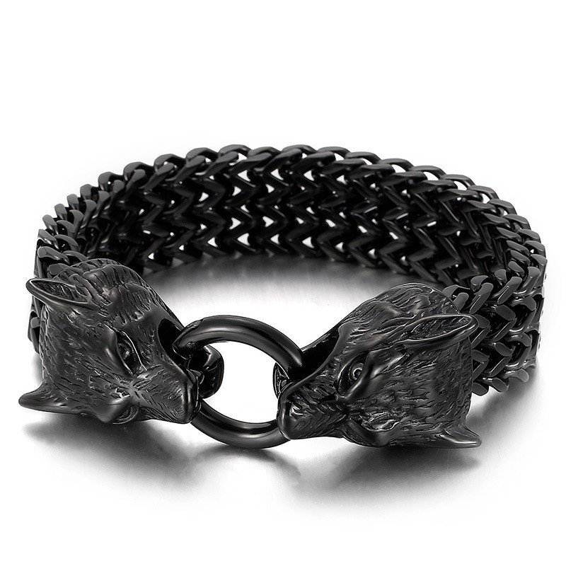 Pulseira De Cabeça De Lobo De Titânio Chique E Moderna Pulseira De Cabeça De Lobo De Titânio Chique E Moderna