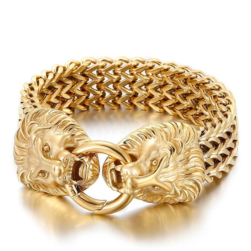 Pulseira De Cabeça De Leão De Titânio Chique E Moderna Pulseira De Cabeça De Leão De Titânio Chique E Moderna
