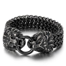 Pulseira De Cabeça De Leão De Titânio Chique E Moderna