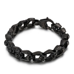 Moda Vintage Vento Titânio Caveira Jóias Hip Hop Rock Pulseiras Masculinas