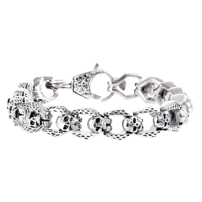 Pulseira Masculina De Titânio Com Caveira E Vento Retrô Da Moda, Hip Hop E Rock Pulseira Masculina De Titânio Com Caveira E Vento Retrô Da Moda, Hip Hop E Rock