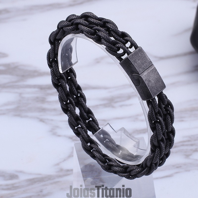 Pulseira Masculina De Titânio Tipo Black Day Em Titânio
