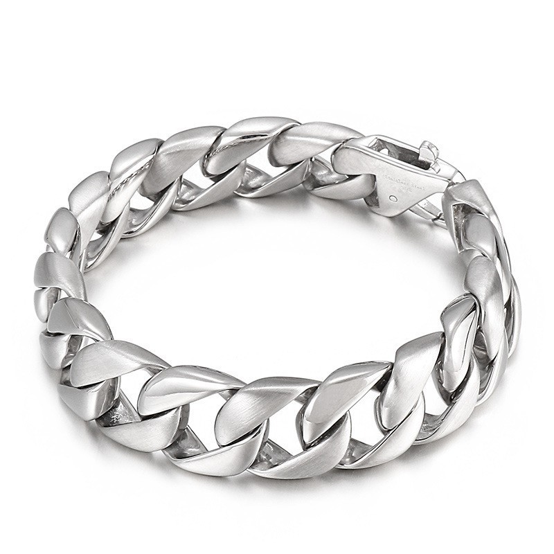 Pulseira Masculina Titanium Preta Corrente Masculina