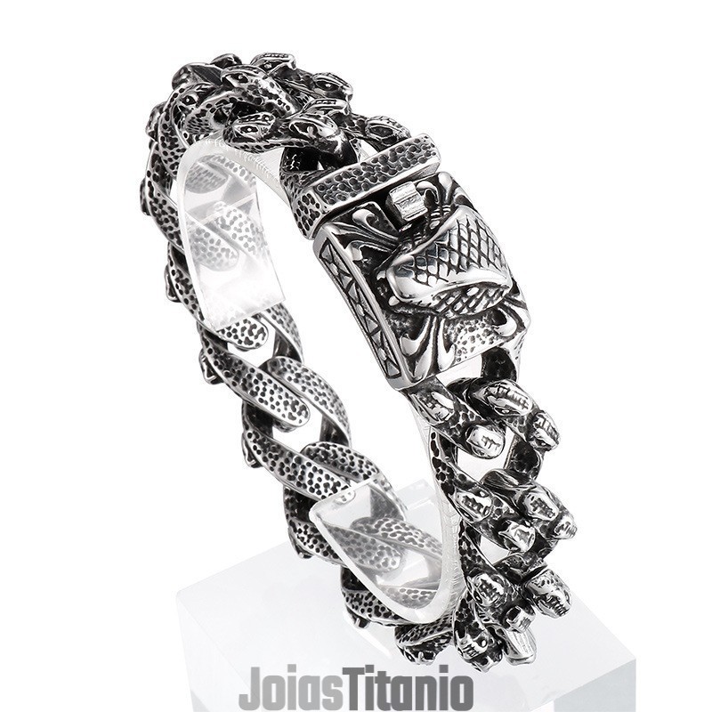 Pulseira Vintage De Titânio Com Cabeça De Cobra Para Homens Pulseira Vintage De Titânio Com Cabeça De Cobra Para Homens