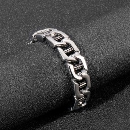 Pulseira Masculina Chic Wind Hollow Dice Dot Hole Column Titânio