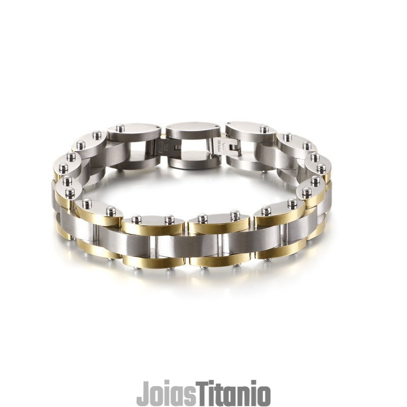Pulseira Masculina De Titânio Com Textura Pesada E Combinação Pulseira Masculina De Titânio Com Textura Pesada E Combinação