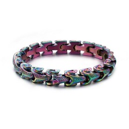 Pulseira Masculina Estilosa De Titânio Com Escama De Dragão E Pulseira Vintage Banhada A Prata Com Quilha