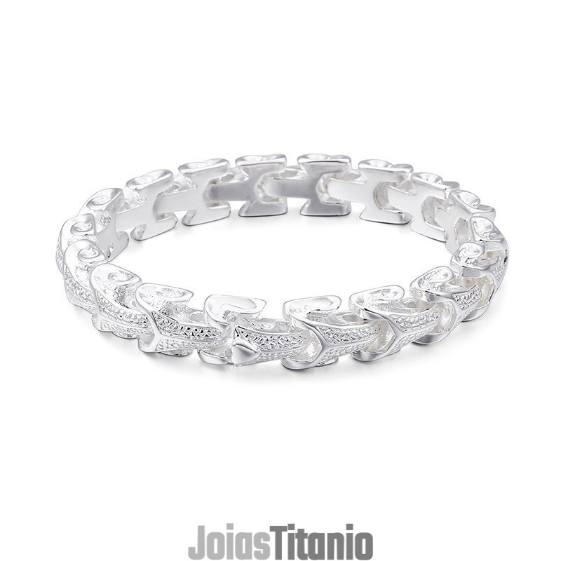 Pulseira Masculina Vintage Banhada A Prata, Joias Da Moda Em Titânio Com Escamas De Dragão