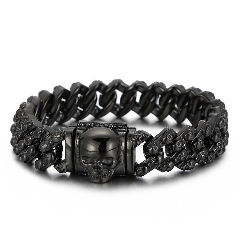 Pulseira Vintage De Titânio Com Caveira Multicolorida Galvanizada Para Homens