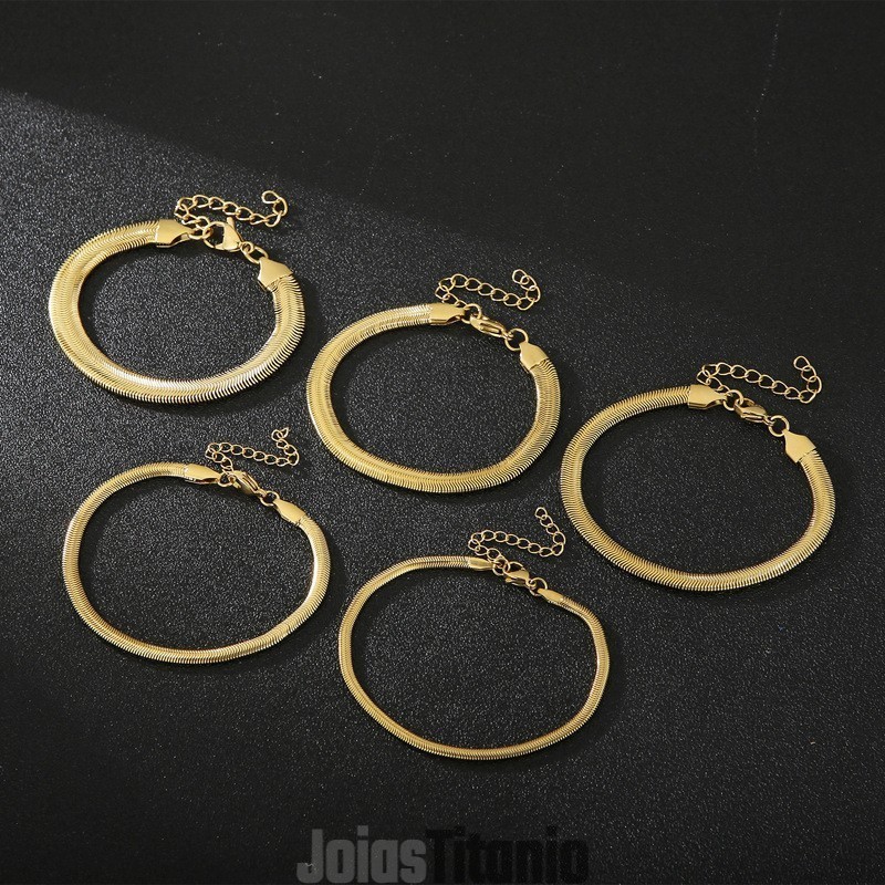 Pulseiras De Titânio Com Corrente De Osso De Cobra Da Moda Para Homens E Mulheres Pulseiras De Titânio Com Corrente De Osso De Cobra Da Moda Para Homens E Mulheres