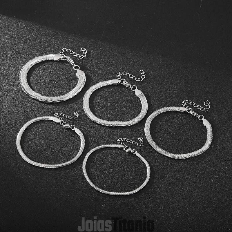 Pulseiras De Titânio Com Corrente De Osso De Cobra Da Moda Para Homens E Mulheres Pulseiras De Titânio Com Corrente De Osso De Cobra Da Moda Para Homens E Mulheres