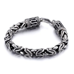 Pulseira Masculina De Titânio Com Fecho De Quilha E Padrão De Paz Vintage Para Presente
