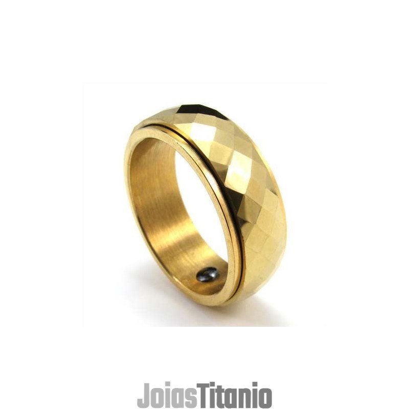 Anel De Tungstênio Facetado Dourado Novo Estilo Anel De Tungstênio Facetado Dourado Novo Estilo