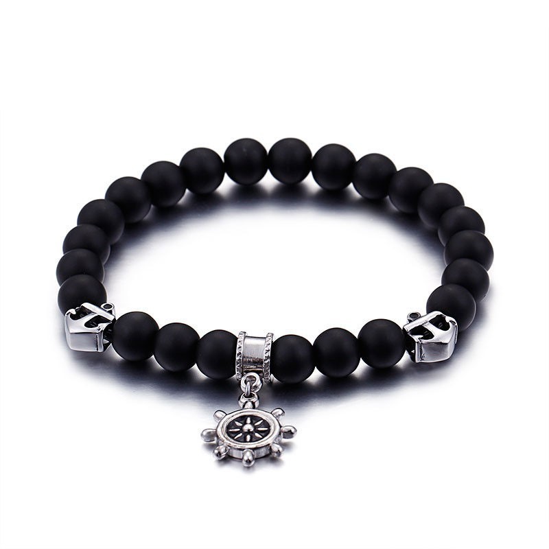 Pulseira Masculina De Titânio Com Contas E Âncora Vintage Para Marinheiro Pulseira Masculina De Titânio Com Contas E Âncora Vintage Para Marinheiro