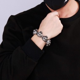 Pulseira De Titânio Com Fecho Em Cruz E Cabeça De Tigre Da Moda Para Homens