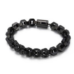 Pulseira Masculina De Titânio Banhada A Polígono Com Caveira Emendada