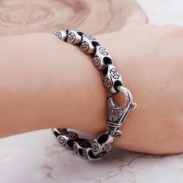 Pulseira De Titânio Retrô Com Flor Vazada E Chique Para Homens