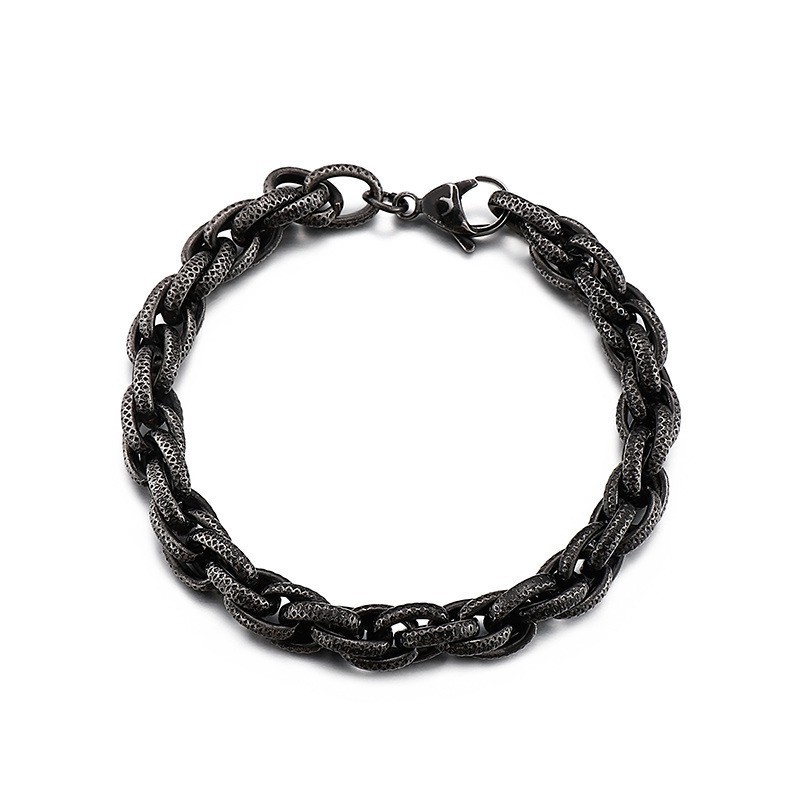 Pulseira De Titânio Com Corrente Grossa E Padrão De Bolinhas Pretas Retrô Hip-Hop Para Homens