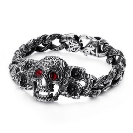 Pulseira De Titânio Com Cruz De Caveira E Zircônia