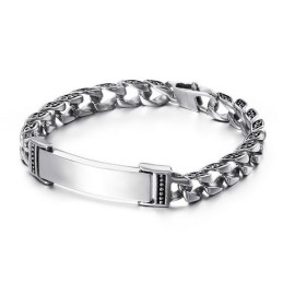 Pulseira De Titânio Com Cruz De Caveira E Zircônia