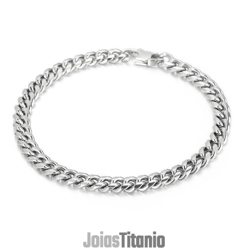 Colar Com Pulseira Cubana Masculina De Titânio Fashion Atmosphere