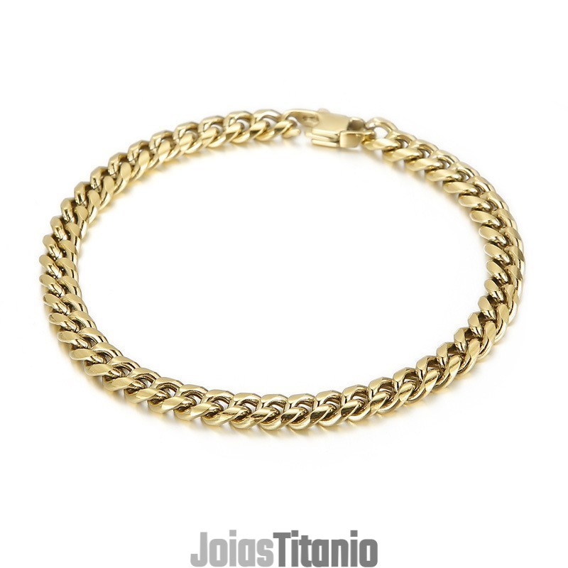 Colar Com Pulseira Cubana Masculina De Titânio Fashion Atmosphere Colar Com Pulseira Cubana Masculina De Titânio Fashion Atmosphere