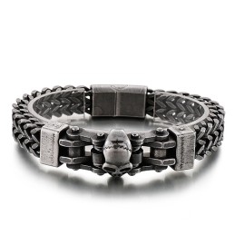 Pulseira De Titânio Masculina Com Caveira Hip Hop