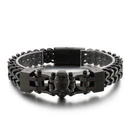 Pulseira De Titânio Com Caveira Hip Hop Masculina