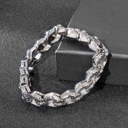 Pulseira Masculina De Titânio Estilo Retrô Pop Cool Rock Hip Hop Com Flores