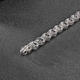 Pulseira Masculina De Titânio Estilo Retrô Pop Cool Rock Hip Hop Com Flores