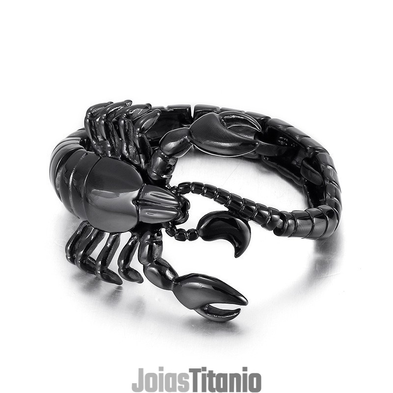 Pulseira De Titânio Escorpião Preto Para Homens Pulseira De Titânio Escorpião Preto Para Homens