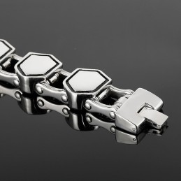 Pulseira De Titânio Geométrica Masculina Da Moda
