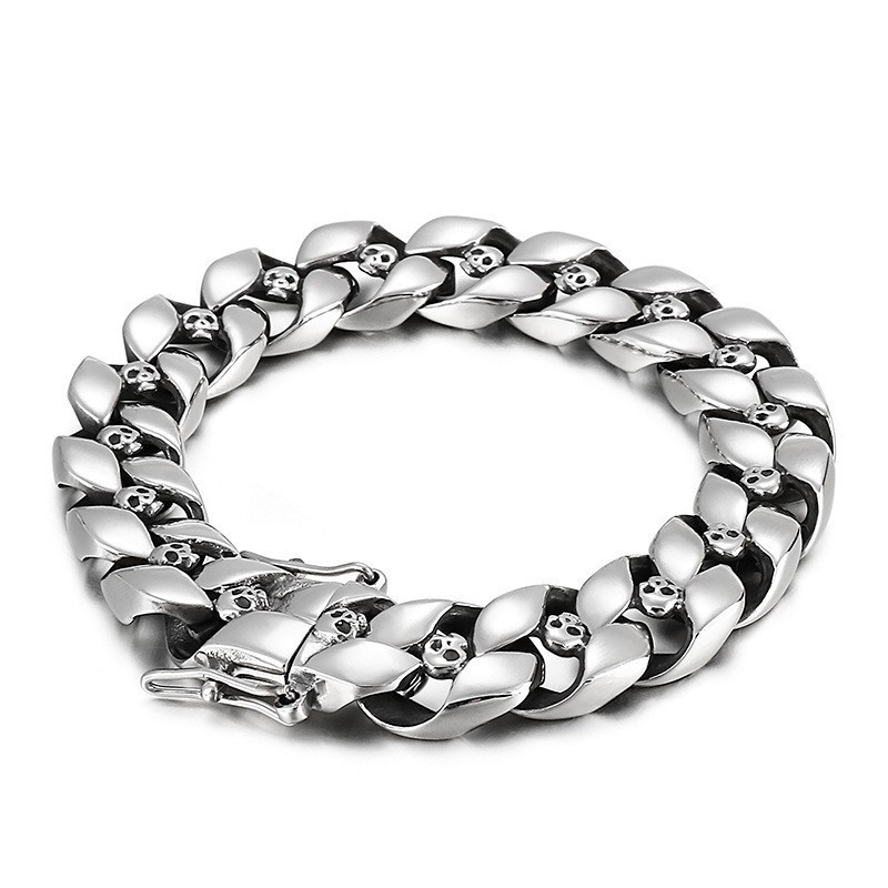 Pulseira De Caveira De Titânio Masculina De Hip Hop Pulseira De Caveira De Titânio Masculina De Hip Hop