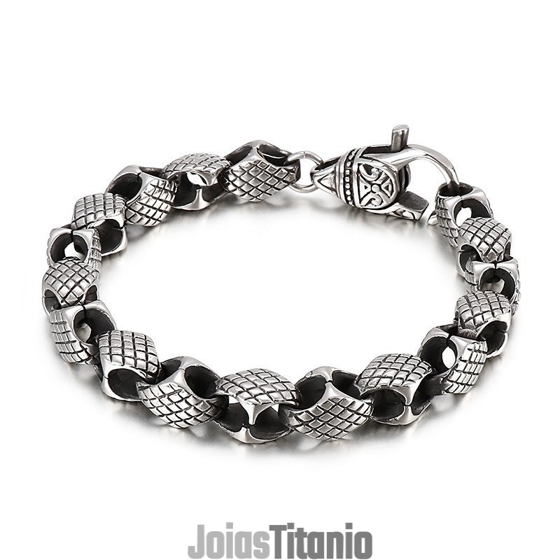 Pulseira Masculina Geométrica Retro Pulseira Chic De Titânio Pulseira Masculina Geométrica Retro Pulseira Chic De Titânio