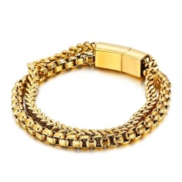 Pulseira Masculina Quadrada Dupla De Titânio