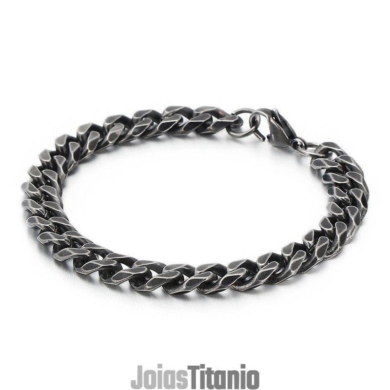 Pulseira De Titânio Vintage Escovada Plana Masculina Da Moda