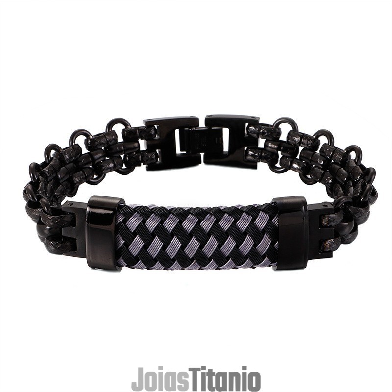 Pulseira Masculina De Titânio Vintage Popular Com Sinal Dobrado Pulseira Masculina De Titânio Vintage Popular Com Sinal Dobrado