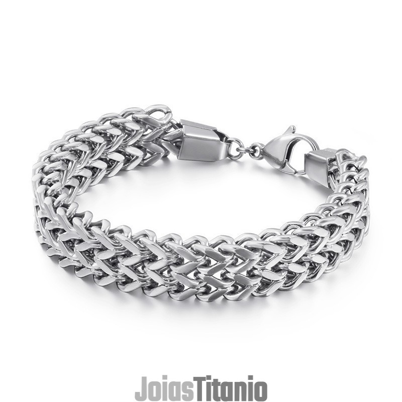 Pulseira De Titânio Com Corrente Overlord Em Formato De V De Camada Dupla Para Homens