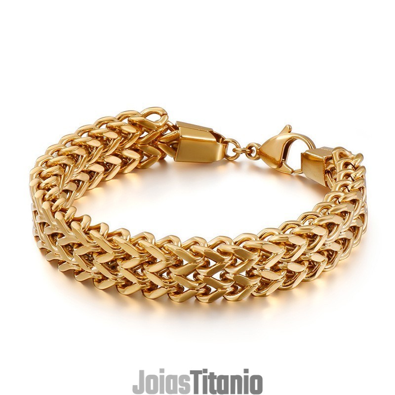 Pulseira De Titânio Com Corrente Dupla V Para Homens Pulseira De Titânio Com Corrente Dupla V Para Homens