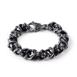 Pulseira Masculina Alternative Chic Pulseira Cool Titanium Skull
