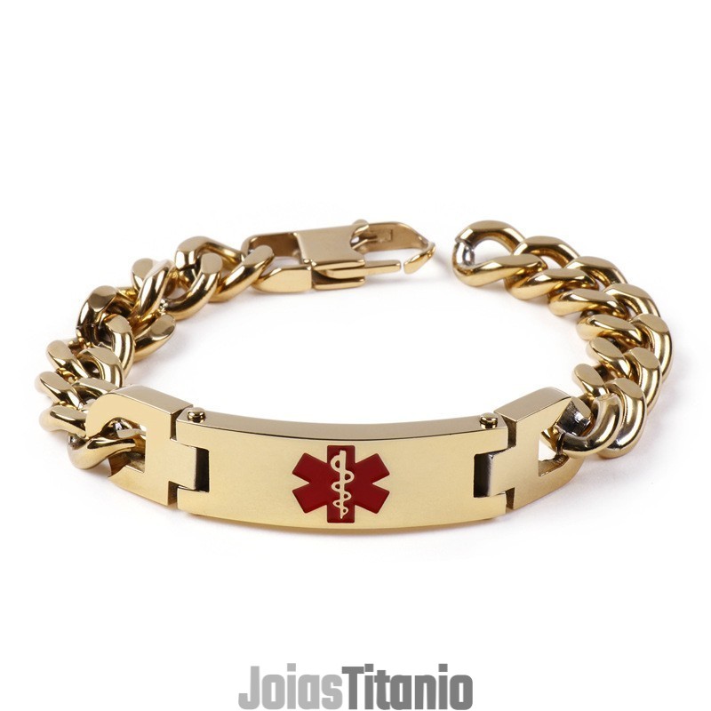 Edição Moda Curva Marca Vermelha Logotipo Médico Pulseira Masculina Joia De Titânio